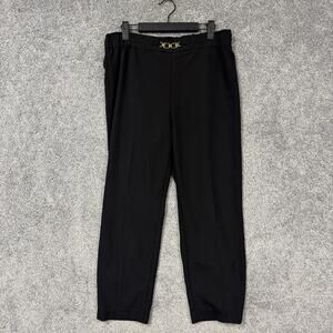 Counterparts Dress Pants Womens M 32x25 Black Tapered Gold Buckle Office Luxury
